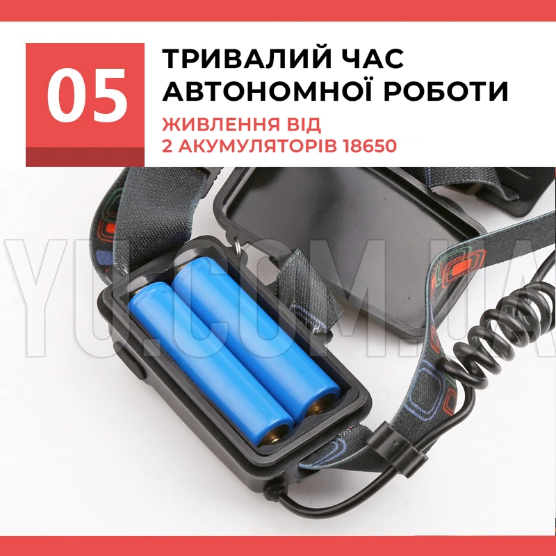 Налобний ліхтарик BL 862 T6+COB, 1000 лм з акумулятором Налобний ліхтарик BL 862 T6+COB, 1000 лм з акумулятором